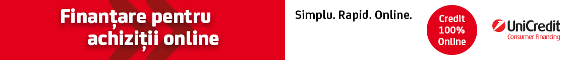 Finanțare pentru achiziții online. Simplu. Rapid. Online. Credit 100% Online de la UniCredit Consumer Financing
